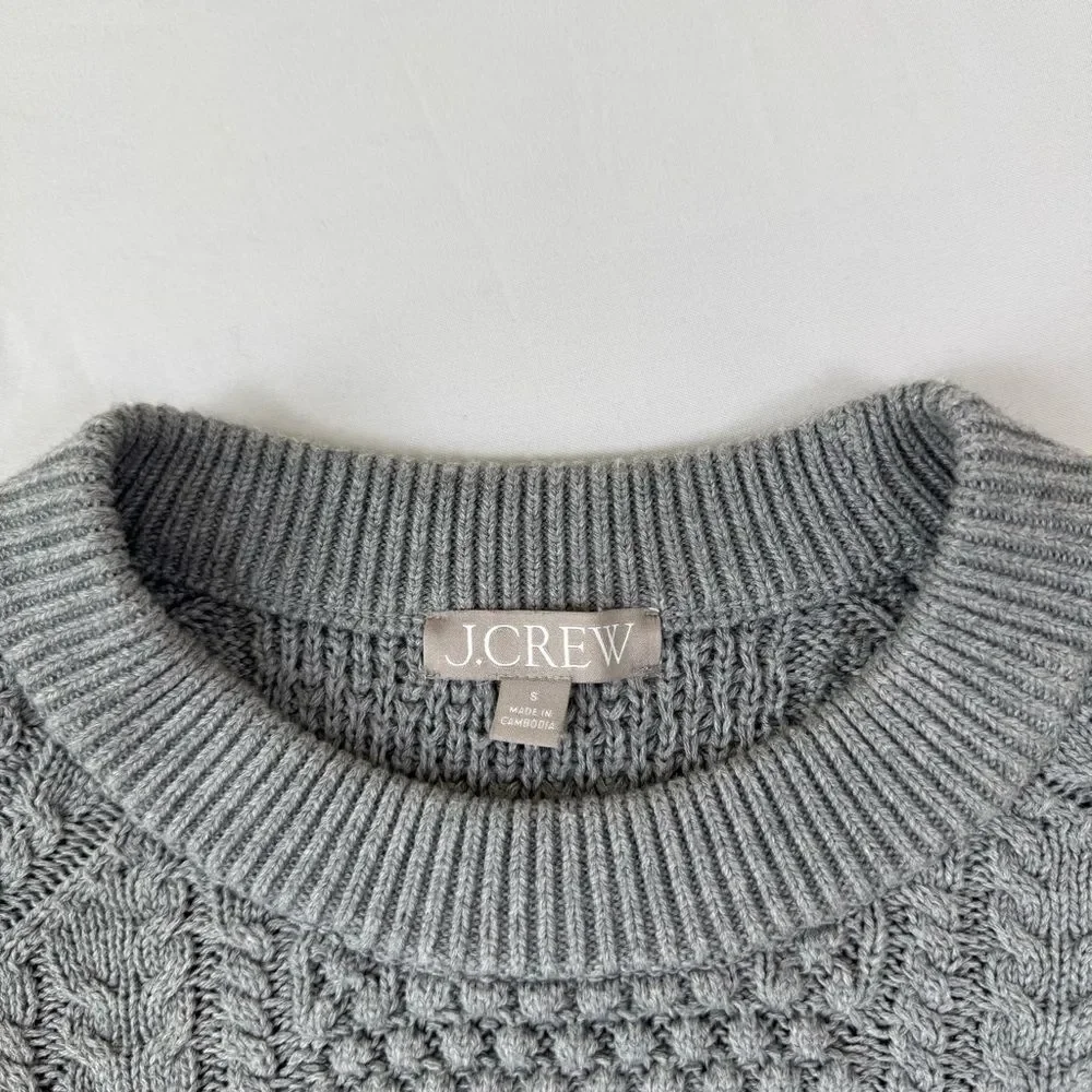J. Crew Cable Knit Cotton Gray Women's Sweater Small